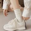 1 Pair Women Cotton Calf Socks Mid-tube No Odor Solid Color Thread High Elasticity Anti-slip