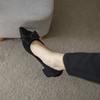 Туфли женские на толстом каблуке 2025 новинка черные с острым носком на среднем каблуке одинарные туфли студенческие этикет профессиональные туфли на высоком каблуке инс тренд