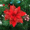 Gold Powder Rattan Wreath with Artificial Flowers for Christmas Decorations