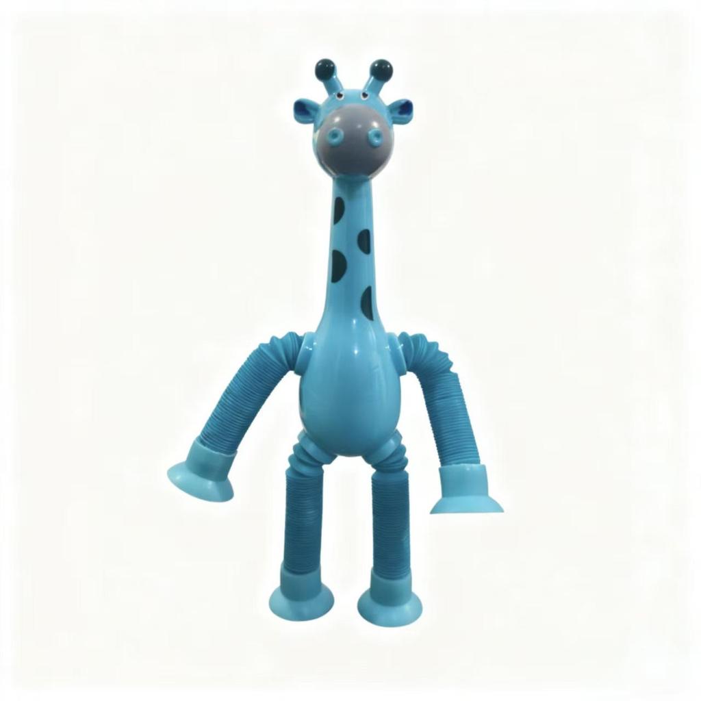 Suction Cup Giraffe Light-Up Extendable Tube Educational Cartoon Toy for Kids