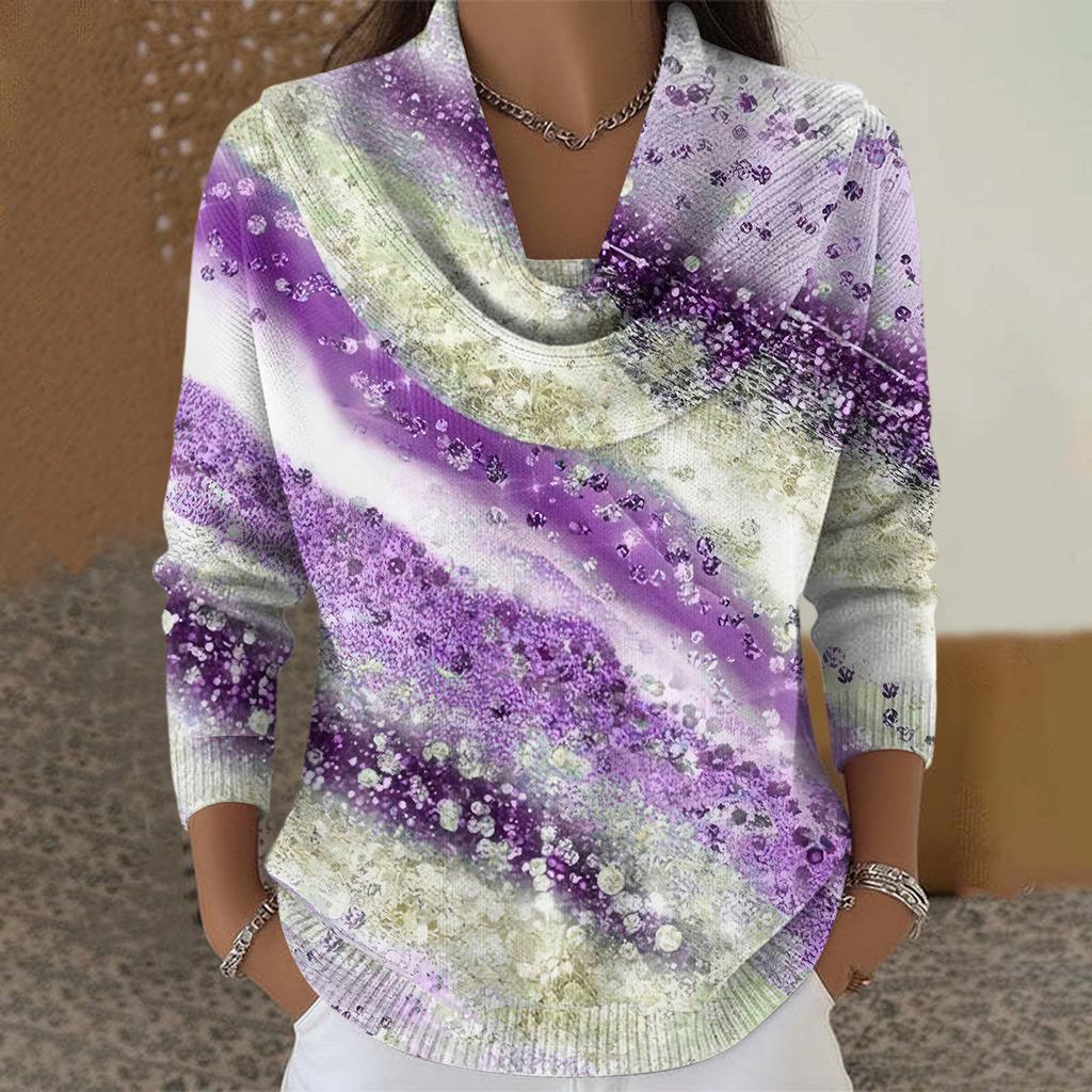 Женский повседневный и модный свитер с круглым вырезом, длинными рукавами и принтом