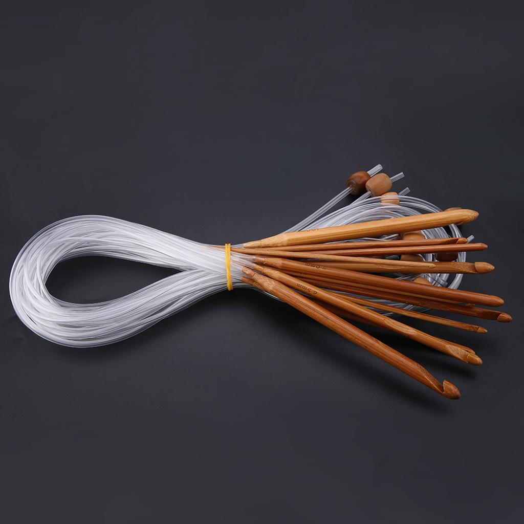 12 шт карбонизированных бамбуковых афганских тунисских крючков, набор крючков для ковров, плетение спицами