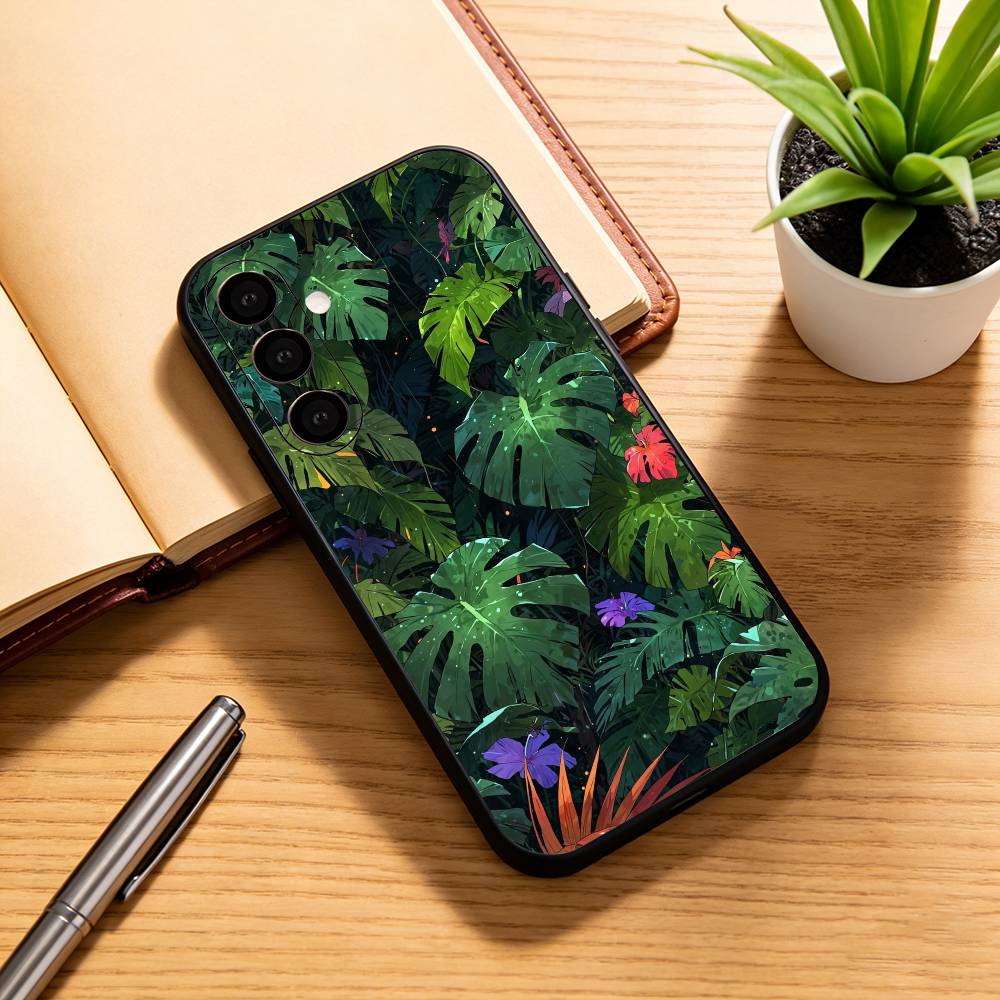 Чехол для телефона F-flowers для Samsung Galaxy A73, A72, A71, A70, A53, A52, A51, Других Мягкая Черная Крышка