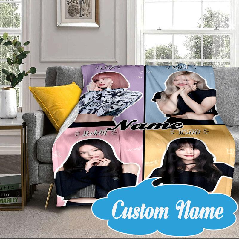 Custom Name Kpop Group Fashion Blanket bed sofa Blanket Flannel Blanket for Camping, Hiking, Picnic Essentials,gift for Fan family