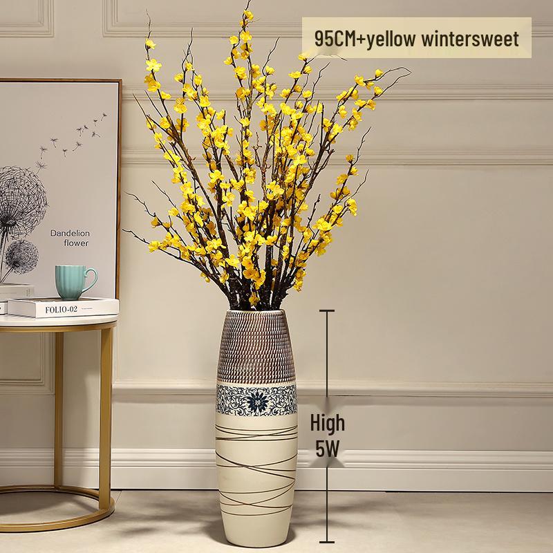 Большая европейско-китайская керамическая напольная ваза для дома и гостиной, цветочный декор