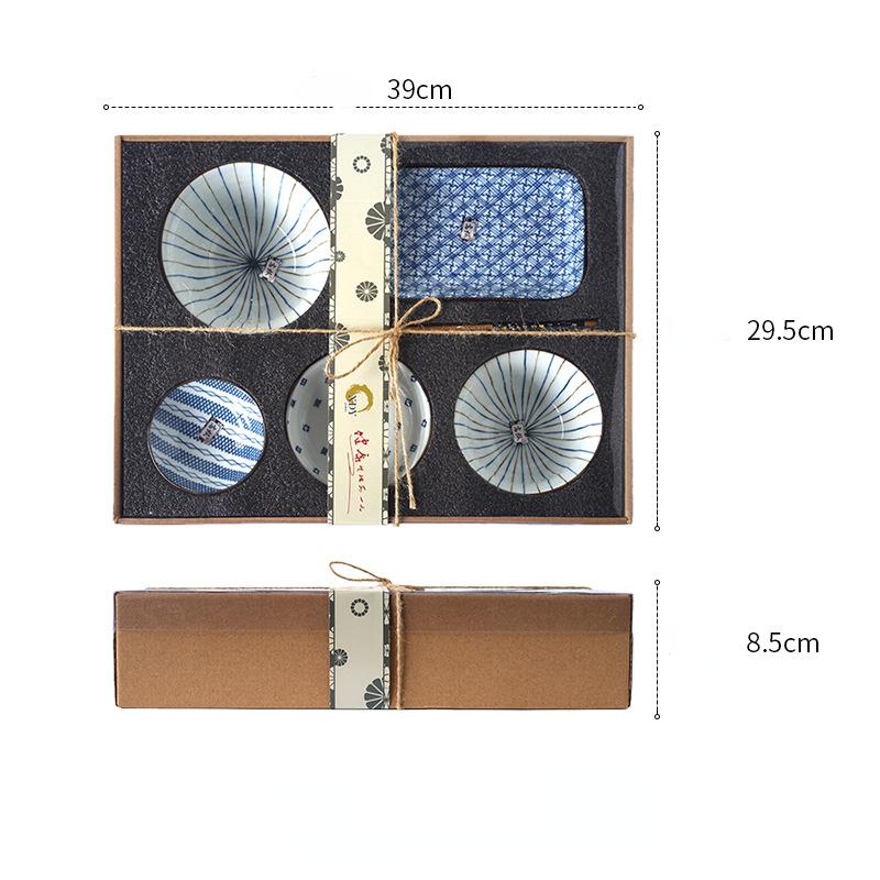 Набор посуды в японском стиле, бытовые миски, палочки для еды, набор посуды, керамические миски для риса, подарочный набор
