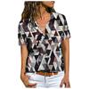 Womens Fashion Casual Short Sleeve Print Button V-Neck T-Shirts Tops Blouse