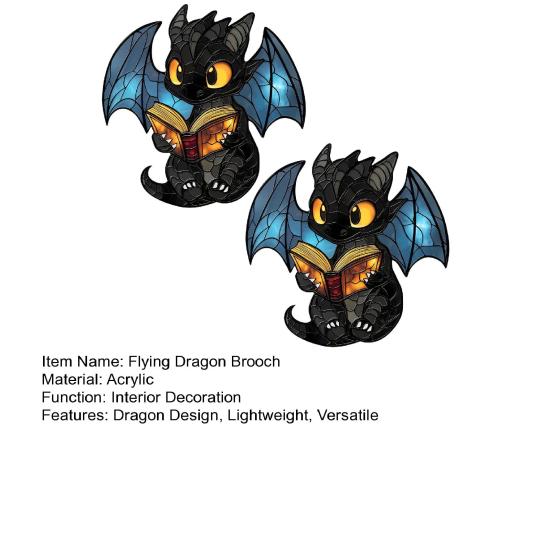 2D Акриловая Брошь-Пин Книга Дракон Очаровательный Крылатый Дракон Значок Милый Фэнтези Литературный Подарок для Читателей Книголюбов Коллекционеров