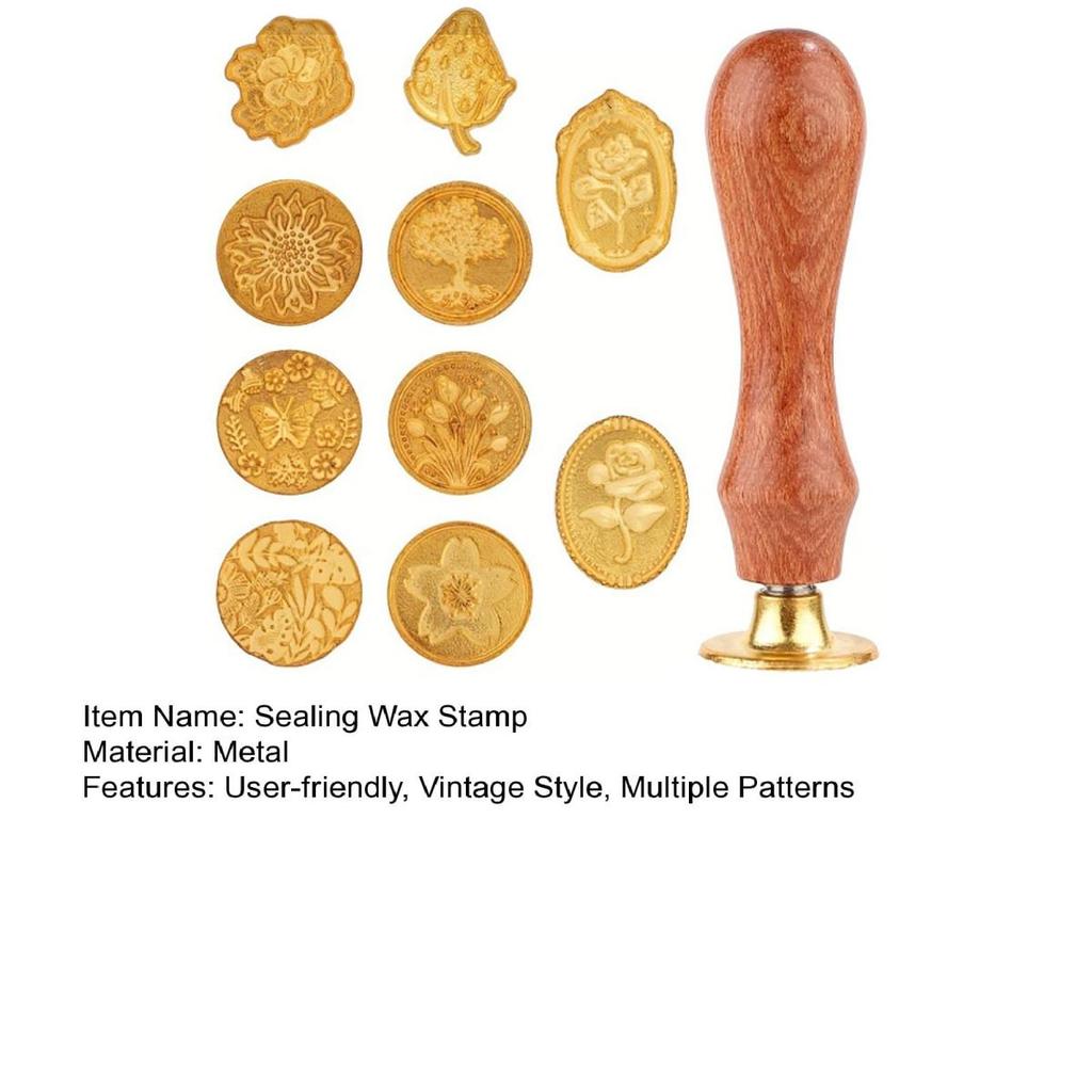Набор печатей из воска Yousheng, головки печатей из воска с деревянной ручкой, несколько узоров, набор печатей из воска для писем, поздравительных открыток, подарков, украшений