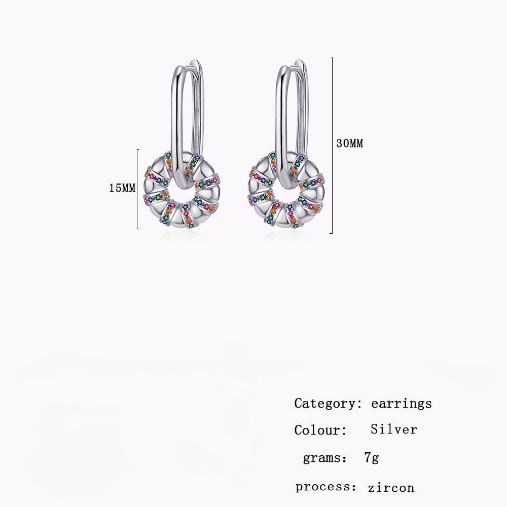 Цветные цирконовые глянцевые женские серьги с пряжкой для ушей, круглые простые нишевые ювелирные изделия для ушей, женские серьги