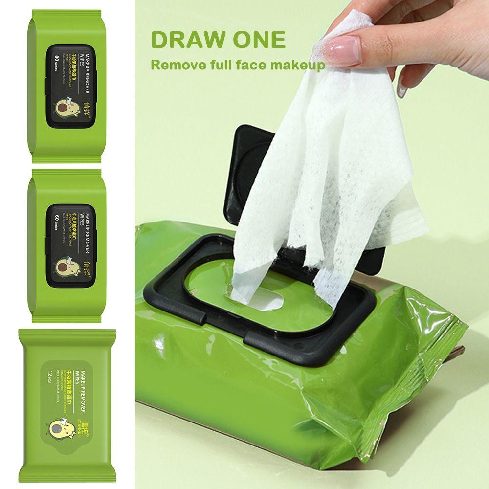 12/60/80PCS Cotton Facial Cleansing Wet Wipes Soft Makeup Remover Towel Makeup Removal Wipes Travel