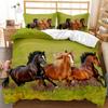 Horse Bedding Set Queen Size,Pony Decorative 2/3pcs Bedding Set Horse Freedom Runs Gallop Farm Print Soft Polyester Duvet Cover