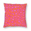 Orange Pink Leopard Spots Square Pillowcase Polyester Linen Velvet Printed Zip Decorative Pillow Case Room Cushion Cover x
