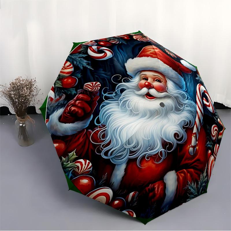 1pc Christmas Santa Claus Folding Umbrella | Elegant Design, Fashionable Accessory, Durable Construction, Sturdy Ribs yy251107024