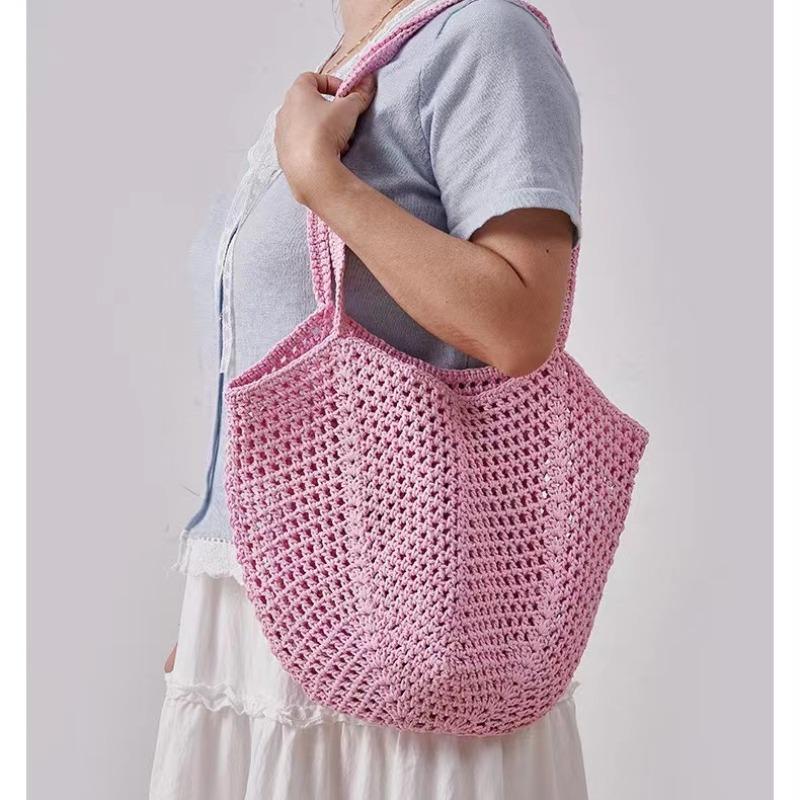 Ручная складная хозяйственная сетчатая сумка из хлопка, многоразовая сетчатая сумка для фруктов, вязаный сетчатый карман с прорезями для кухонного хранения