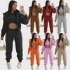 In Stock: 2022 Women's European & American Plus Velvet Hooded 3-Piece Sweatshirt & Sports Leisure Suit