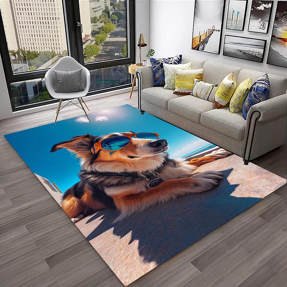 Cute Dog Samoye,Chihuahua,Koki Pomeranian Husky Cartoon Carpet Rug for Home Living Room Bedroom Sofa Doormat Decor,kid Non-slip