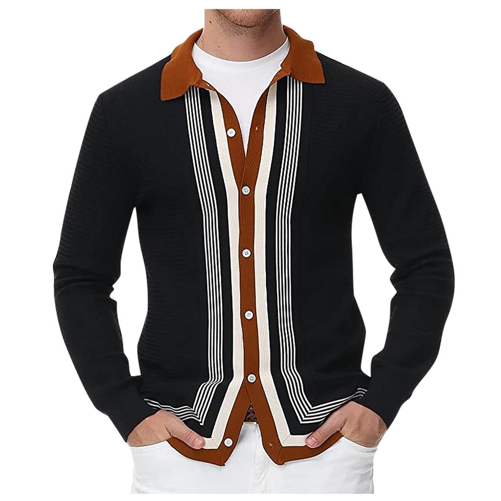 Spring And Men's Long Sleeve Sweater Striped Business Sweater