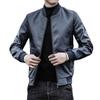 New Men's Baseball Collar Leather Jacket Korean Style Trendy Slim Handsome Jacket Men's Motorcycle Super Cool Men's Clothing