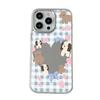 Plaid love mirror iPhone mobile phone case cartoon bear bow apple 13PM anti-drop protective case