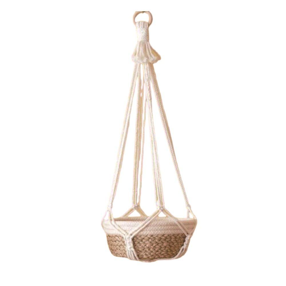 for Indoor Living Room Balcony Macrame Plant Hangers Handmade Beige Color Hanging Basket Cotton Rope