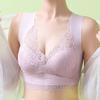 Женский бюстгальтер с широкими бретелями, кружево больших размеров, бесшовный пуш-ап с подкладкой, без косточек, цельное, мягкое, эластичное, дышащее, женское нижнее белье