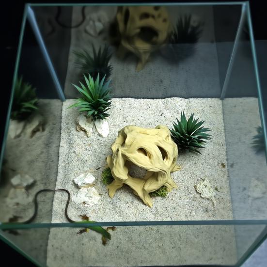 3D Printed Aquarium Decor Hideout Tree Ball, Natural Look Root Reptile Hideout, Freshwater Tank Fish Cave, Decorative Habitat Shelter for Betta Shrimp