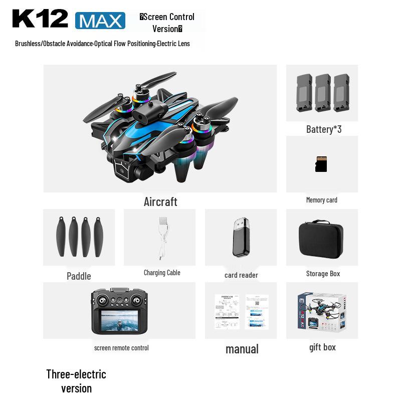 K12MAX Drone: Large Screen Control, Brushless Motor, HD Aerial Photography, Quadcopter.