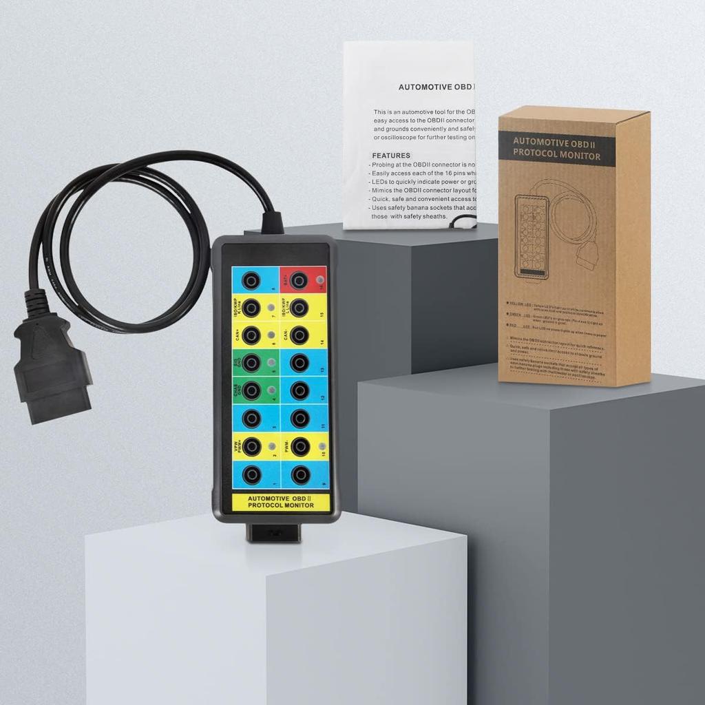 CMTOOL OBD2 Разветвитель с LED-индикатором, Профессиональный 16-контактный OBD-разветвитель, Автомобильный диагностический инструмент для электрических систем, Портативное тестирование