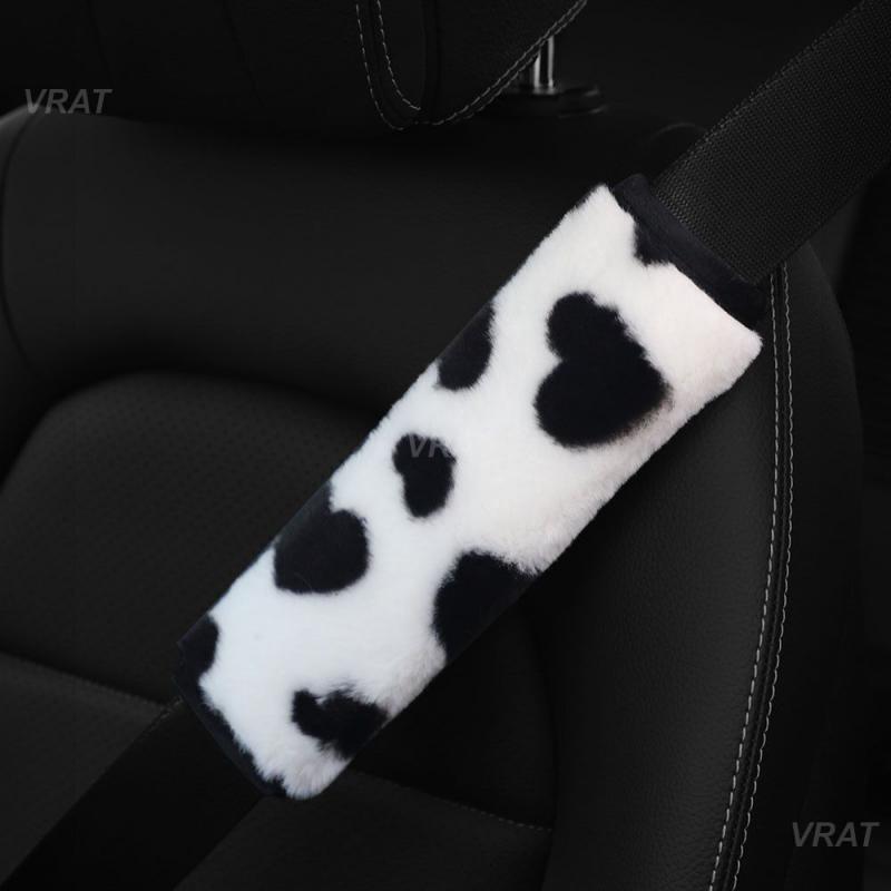 Car Cushion For Adults Youth Kids Breathable Universal Love Rabbit Fur Auto Interior Accessories Seat Belt Guard Safety Belt Pad