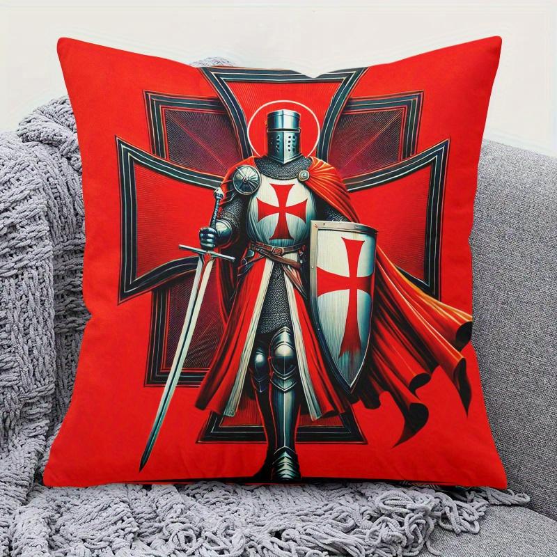Knights Templar Holiday Theme DoubleSided Pillow Cover Zippered Cushion Case for Sofa Office Home Decor