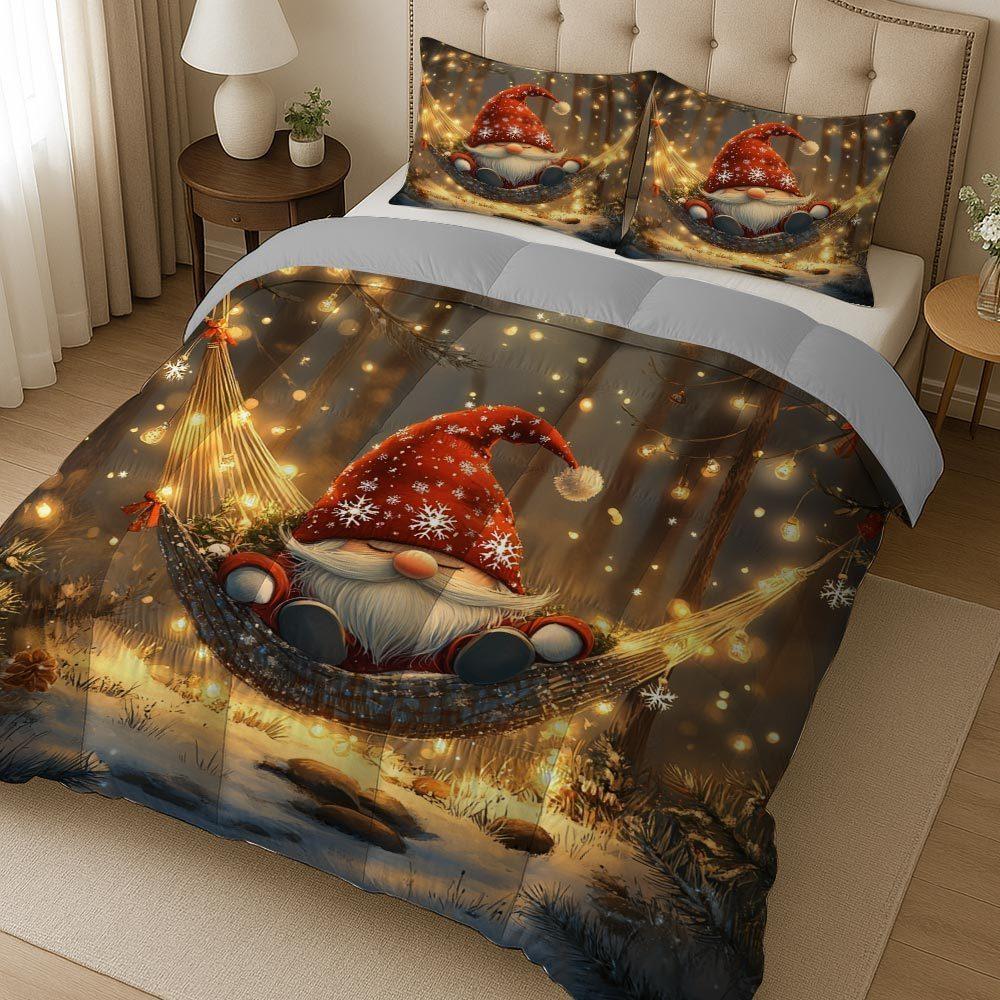 Latacaca 3 предмета Рождественский гном Набор лоскутного одеяла толстое одеяло Набор Уютное одеяло Постельный набор 1 Одеяло + 2 Наволочки Идея для праздничного подарка