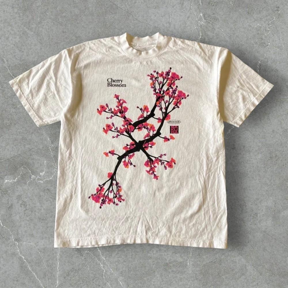 Retro Cherry Blossom Flowers Graphic Tee Unisex Short Sleeve TShirt S5XL Unisex T-Shirt