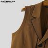 INCERUN Men Lapel Neck Sleeveless Stitching Casual Thin Slim Vest Waistcoat
