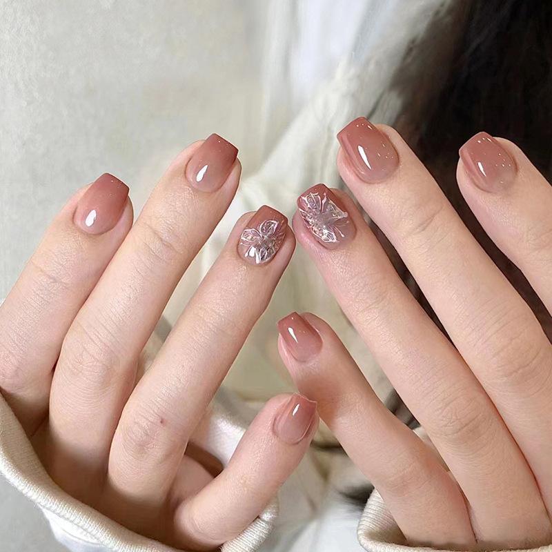 24 шт. Ранняя осень Фея Энергия Мечта Бабочка Белый Нежный Темперамент Милый Накладной Ногти Носимый Маникюр