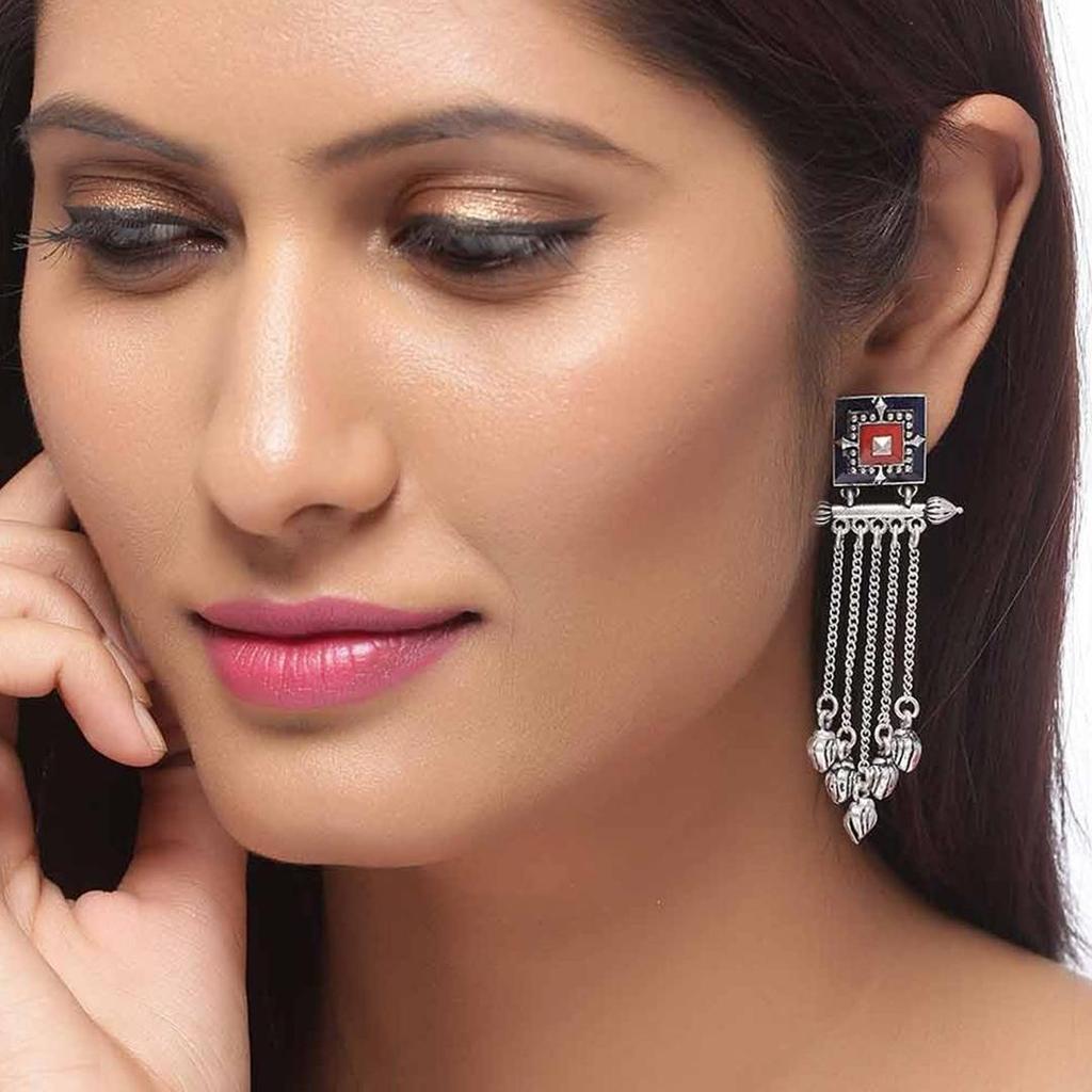 Серьги из латуни и серебра с оксидированием для женщин и девочек, стильная, модная эксклюзивная коллекция, 100% приятный для кожи продукт для сережек