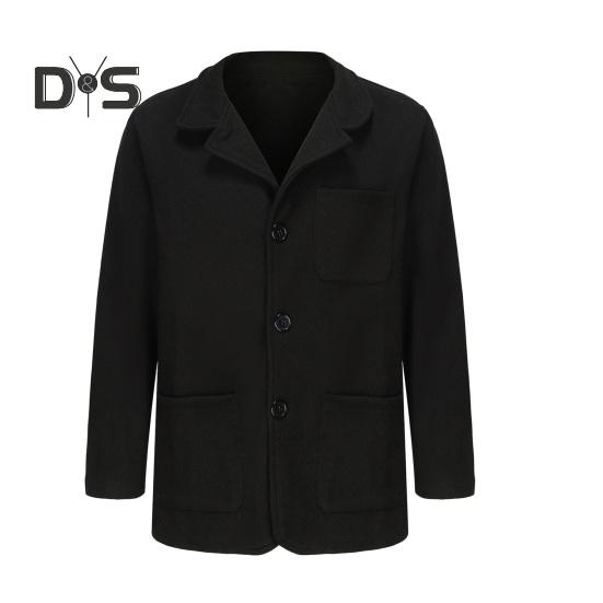 Мужское пальто с лацканами, длинный рукав, однобортный однотонный пиджак с карманами, свободный крой, повседневная верхняя одежда, повседневная одежда