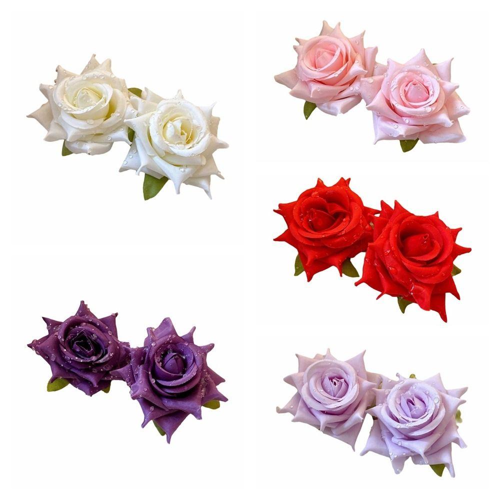French Style Floral Stud Earrings Cloth Drop Earrings Sweet Rose Flower Earrings Beach