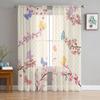 Butterfly Cherry Blossom Plum Window Curtains Sheer Chiffon Tulle Curtain Home Living Room Backdrop Decoration