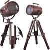 Antique Vintage Desktop Searchlight Adjustable Wood Tripod Lamps LED Table Spotlights Home Decor Copper