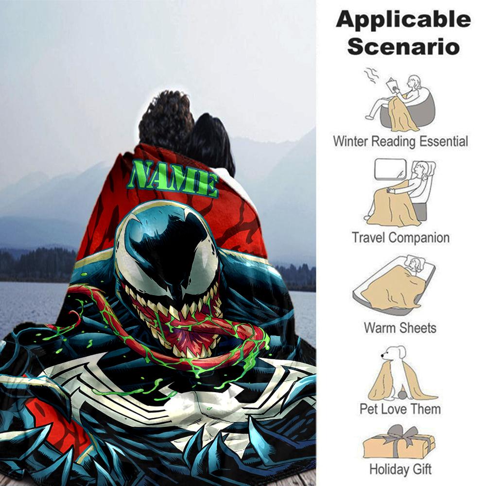 Customiz Name Personality venom Blanket Soft &Warm Sofa Office Bed Travel Lunch Break Blanket, Gift Suitable All Seasons