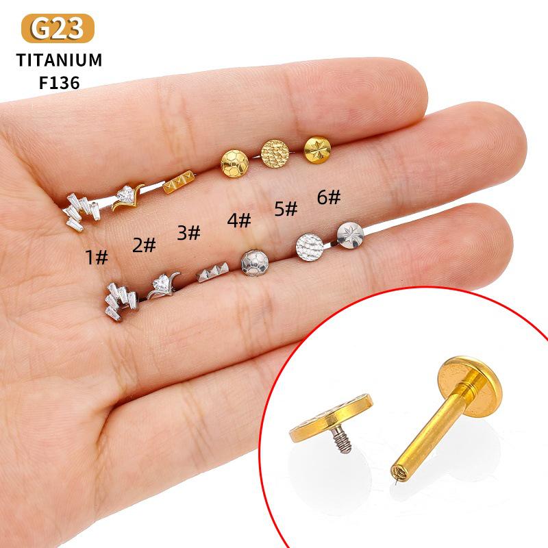 Titanium Zirconium Flat End Bar Ear & Lip Stud Piercing Jewelry