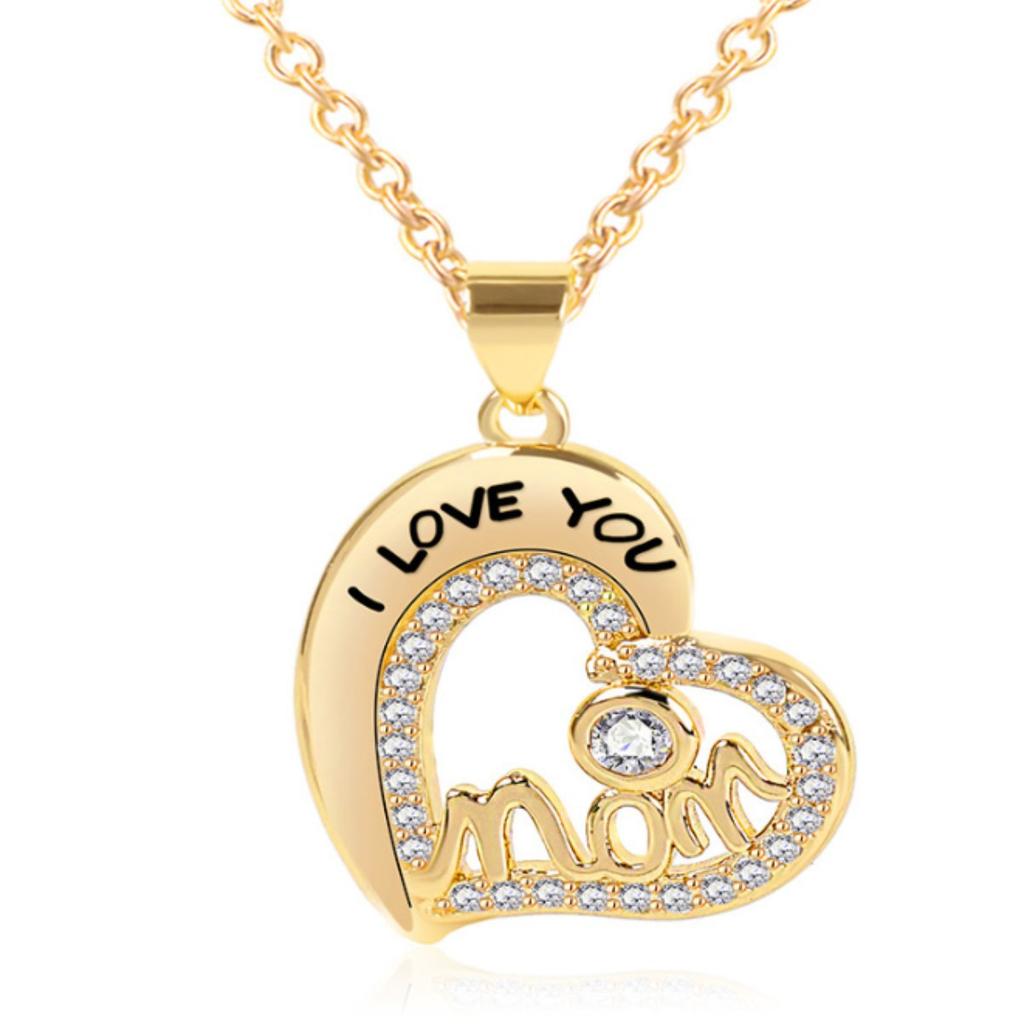 Mom heart shape Mom love necklace inlaid zircon neck chain collarbone chain Mother's Day gift