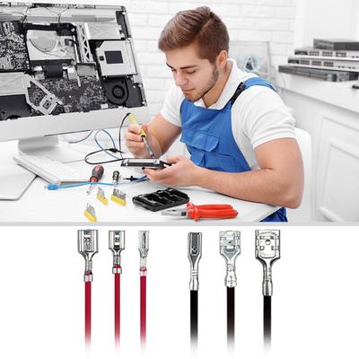 30 шт. 2,8/4,8/6,3 мм Разъем для провода динамика типа «мама» с изоляционными гильзами Клемма обжимная лопаточная Быстросъемный соединитель