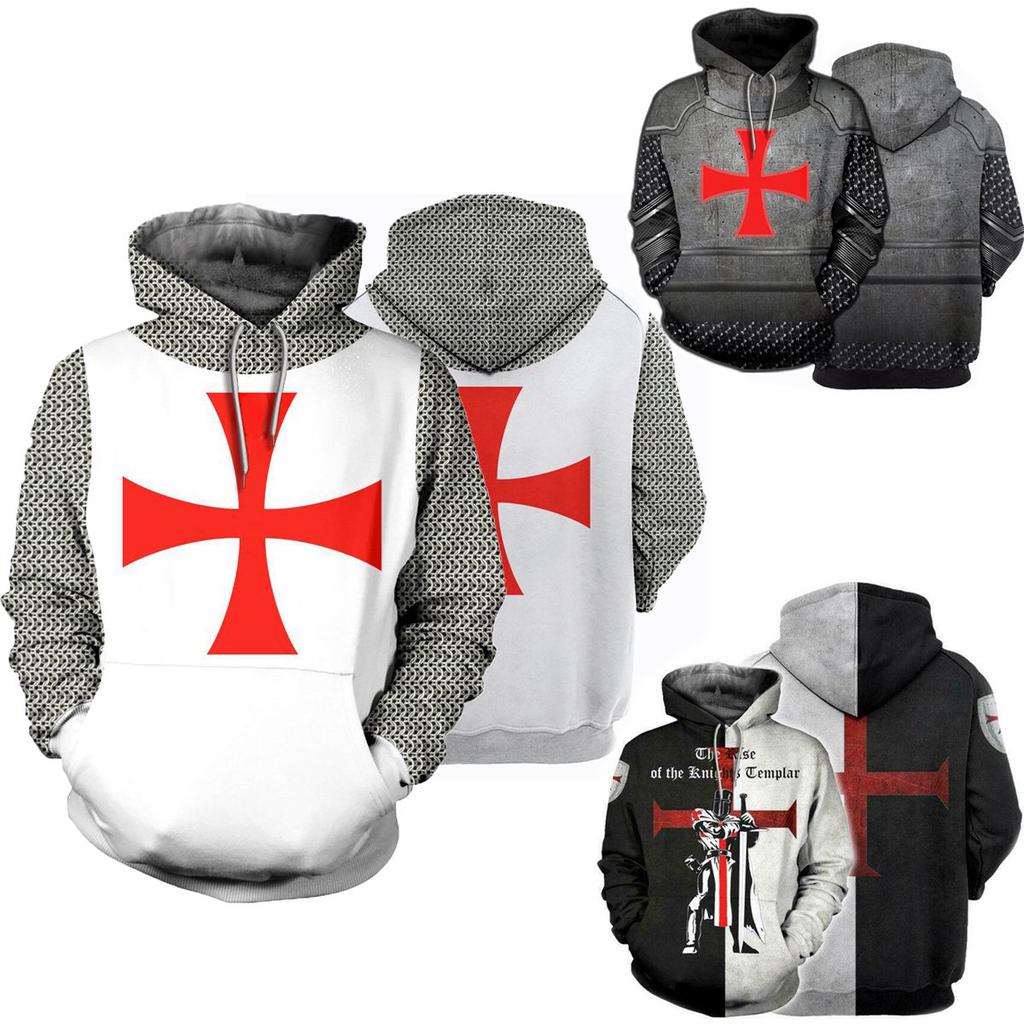 Vibrantly Designed Unisex Knights Templar Cosplay 3d Print Pullover Casual Sweater