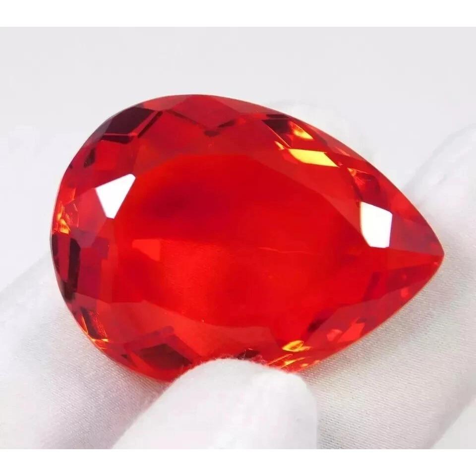 Natural Mexican Fire Opal Orange 85 Ct Pear Cut Certified Beautiful Gemstone