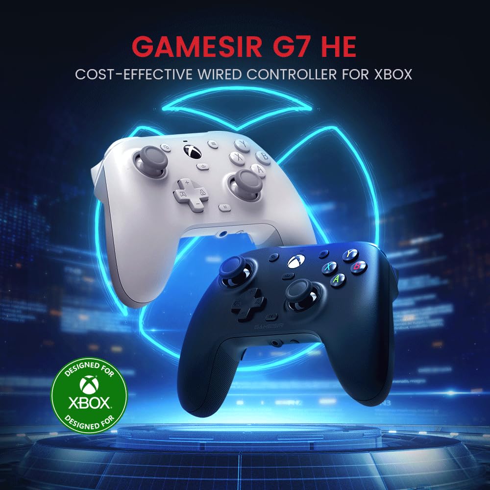 GameSir G7 HE Wired Game Controller for Xbox Series Xbox and Windows PC Controller Gamepad with Hall Effect Sticks XS, One, 10/11, (White)