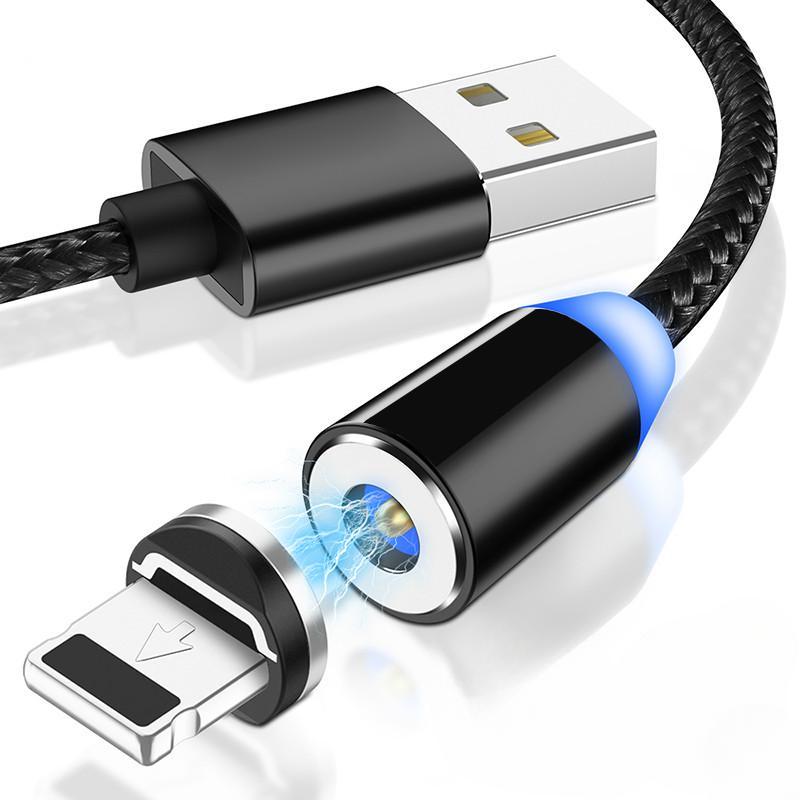 Светодиодный магнитный магнит Магнит для быстрой зарядки Кабель Micro USB Type C для синхронизации данных iPhone