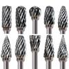 10pcs Premium Tungsten Carbide Rotary Burrs Set Double-Cut, High Efficiency For Sharpening Grinding Deburring with Power Tools