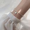 925 Sterling Silver Smooth Love Heart Charm Bracelet Delicate Bead Chain Bracelet Jewelry Gifts For Women S-B365